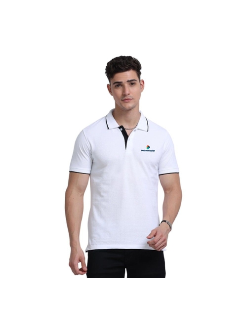 Greys&Blues EcoBlend Polo Tshirt- White with Black Tipping